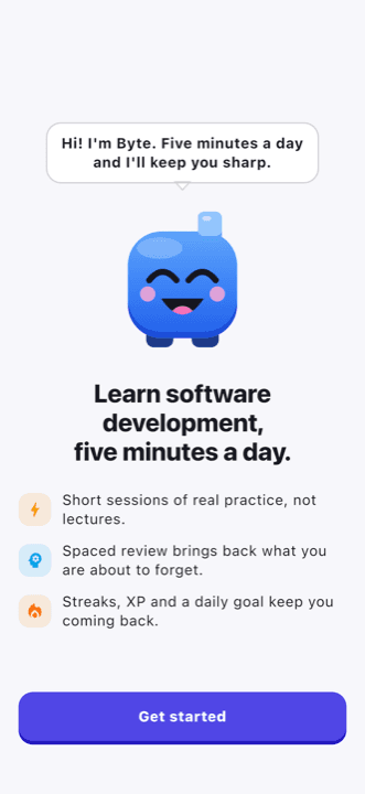 Stack Quest welcome screen: learn software development, five minutes a day